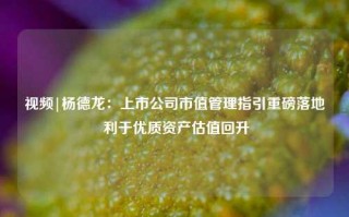 视频|杨德龙：上市公司市值管理指引重磅落地 利于优质资产估值回升