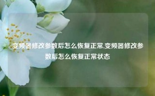 变频器修改参数后怎么恢复正常,变频器修改参数后怎么恢复正常状态