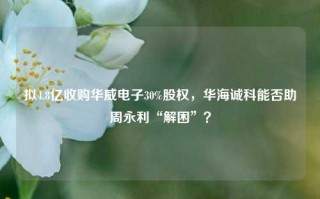 拟4.8亿收购华威电子30%股权，华海诚科能否助周永利“解困”？