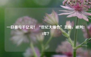 一日暴亏千亿元！“世纪大爆仓”主角，被判21年？