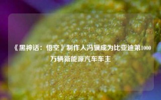 《黑神话：悟空》制作人冯骥成为比亚迪第1000万辆新能源汽车车主