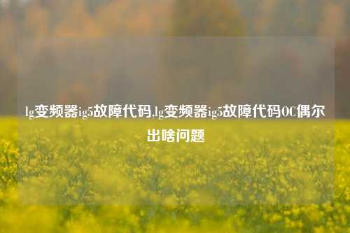 lg变频器ig5故障代码,lg变频器ig5故障代码OC偶尔出啥问题-第1张图片-丹佛斯变频器_安川变频器_台达变频器_汇川变频器-变频器之家